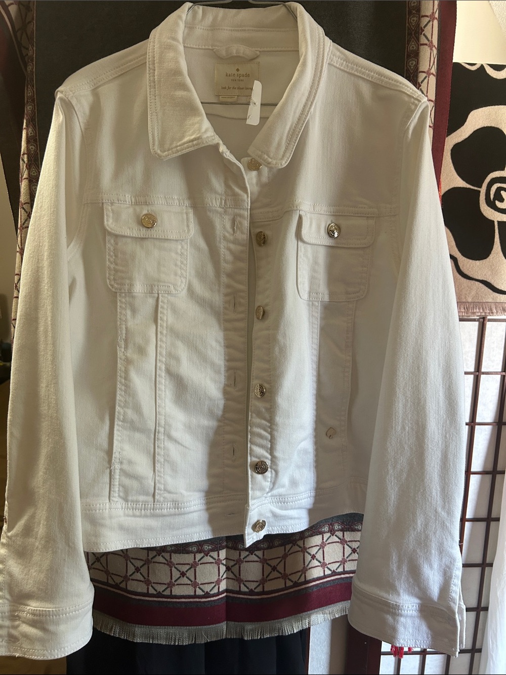 kate spade White Denim Jacket with Silver Buttons
